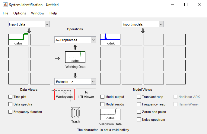 Exportación del modelo al workspace to workspace